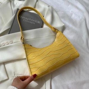 Sac à main jaune imprimé crocodile Les poupée's boutique en ligne de prêt à porter en Martinique