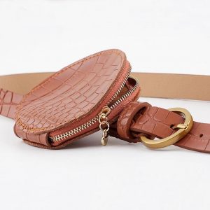  Ceinture marron avec pochette imprimé croco Les poupée's prêt à porter